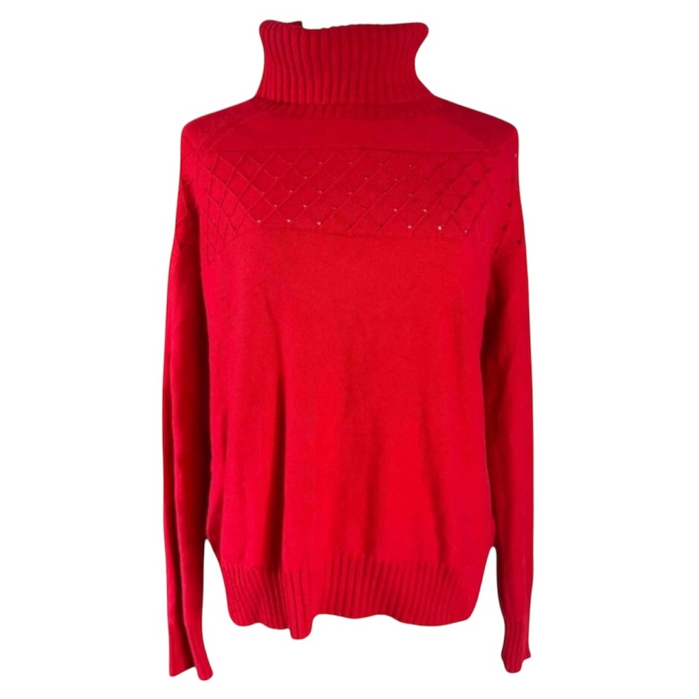 Banana Republic Red Diamond Pattern Turtleneck Sweater Long Sleeve Ribbed Medium